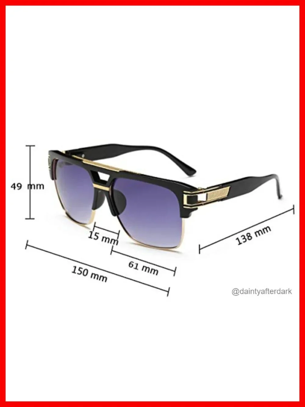 Retro Semi-Rimless Square Sunglasses UV400 Oversized Unisex